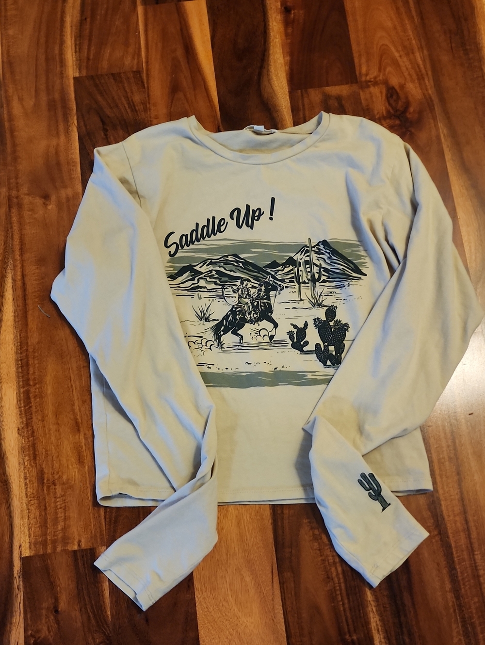 Kids 'Saddle Up!' Long-Sleeve Graphic Tee - Light Beige